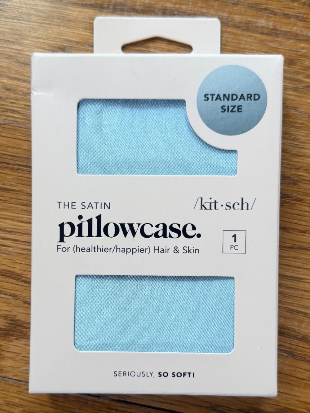 NIB Kitsch Satin Pillowcase Standard / Queen Haze Blue